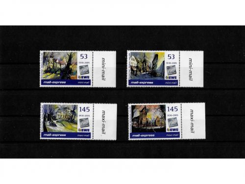 Privatpost mail-express, 75 Jahre EWE, 4 Werte, nasskleb.