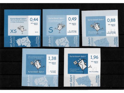 Privatpost Kurierdienst Gehrt, Portolabel, 5 Werte, selbstkleb.