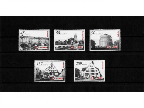 Privatpost CityMail, Sehenswürdigkeiten, 5 Werte, nasskleb. (A)