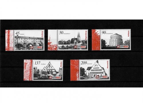 Privatpost CityMail, Sehenswürdigkeiten, 5 Werte, nasskleb. (C)