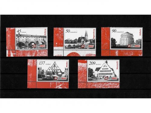 Privatpost CityMail, Sehenswürdigkeiten, 5 Werte, nasskleb. (D)
