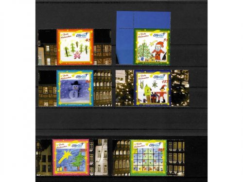 Privatpost CityPost Hildesheim, Weihnachten, 6 Werte, nasskleb.
