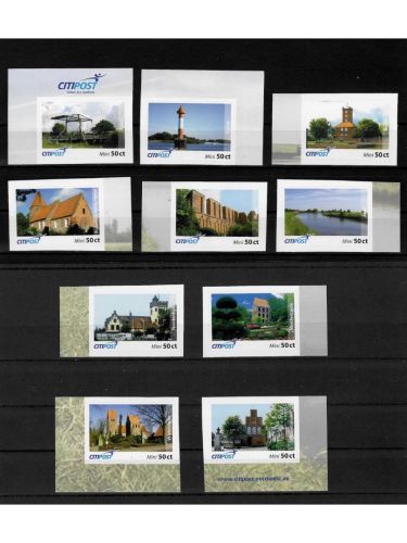 Privatpost CityPost Nordwest, verschiedene Motive, 10 Werte, selbstkleb.
