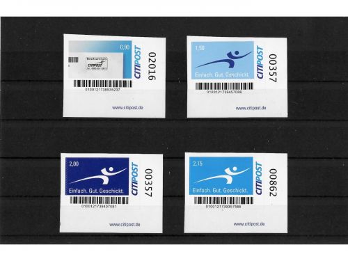 Privatpost CityPost, Postlabel, 4 Werte, selbstkleb.