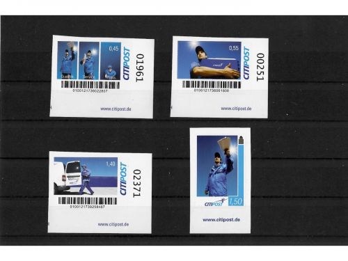Privatpost CityPost, Postzustellung, 4 Werte, selbstkleb.