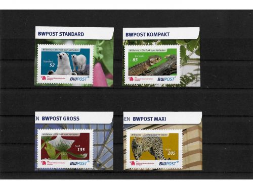 Privatpost BWPost, Zoo Stuttgart, 4 Werte, selbstkleb.