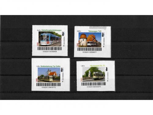 Privatpost biber post, Strassenbahnen, 4 Werte, selbstkleb.