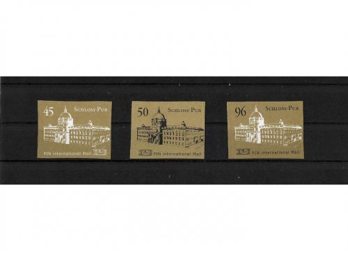 Privatpost PIN AG, Schloss-Pur (Bild links), 3 Werte, selbstkleb.