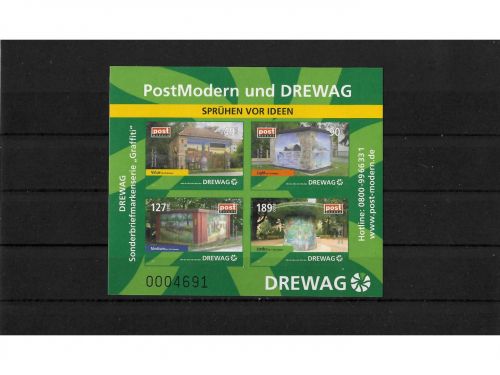 Privatpost PostModern, DREWAG, Block, selbstkleb.