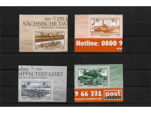 Privatpost PostModern, Dampfschiffe 1. Markensatz, 4 Werte, selbstkleb.