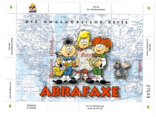 Privatpost PIN AG, ABRAFAXE - Die unglaubliche Reise, Block, nasstkleb.