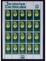 Liechtenstein, Kleinbogen, KB, Jahrgang 1980, postfrisch, ungefaltet