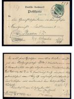 Deutsches Reich, 5 Belege, Bedarf, Sammlerbelege, Ganzsachen, Lot 10