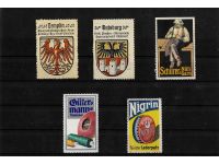 10 x Reklamemarken Werbemarken Vignetten vor 1945, 10 verschiedene