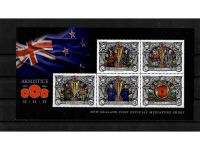 Neuseeland, MiNr. 3630-3634 und Block 419 **, Beendigung Erster Weltkrieg