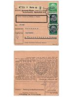 Deutsches Reich, 4 verschiedene Paketkarten mit Hindenburg-Medaillon frankiert