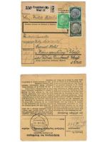 Deutsches Reich, 4 verschiedene Paketkarten mit Hindenburg-Medaillon frankiert