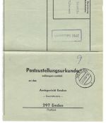 Landpoststempel 2981 Schoonorth auf PZU vom 25.12.62