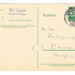 Landpoststempel 23 Loquard über Emden auf Ganzsache vom 27.1.59