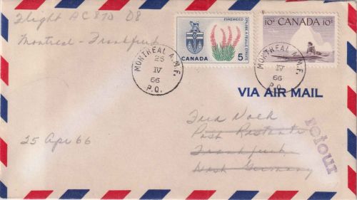 Canada - Air Canada Erstflug Montreal/Frankfurt a.M. Luftpostbrief 1971