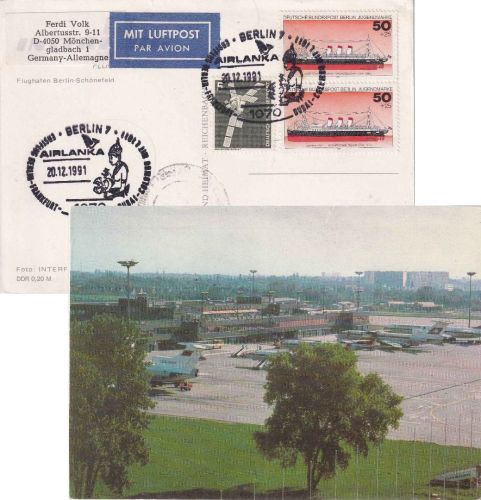 BRD - Air Lanka Erstflug Berlin/Colombo Luftpostkarte 1991