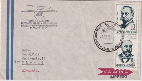 Argentinien - Aero Argentinas Erstflug Buenos Aires/Frankfurt Luftpostbrief 1967