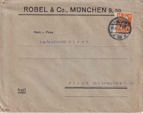 DR-Infla - 10 Pfg. By-Abschied/DR Drucksachenbrief München 50 16.8.20