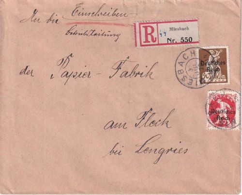 DR-Infla - 50+40 Pfg. By-Abschied/DR Einschreibebrief Miesbach 5.7.20