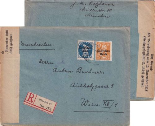 DR-Infla - 80+10 Pfg. By-Abschied/DR Einschreibebrief n. ÖSTERREICH 1920