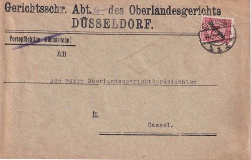 DR - 10 Pfg. Korbdeckel/Dienst Brief Düsseldorf - Cassel 11.12.23