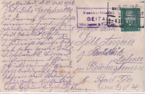 DR - Geitau T. Hammer b. Fischbachau Posthilfstellen-Ra3 + Bahnpost Karte 1930