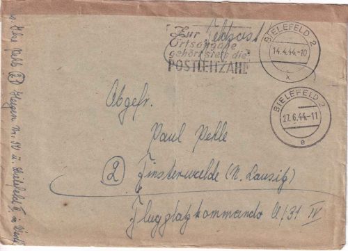 DR - Bielefeld 14.4.44/27.6.44 Feldpostbrief n. Finsterwalde