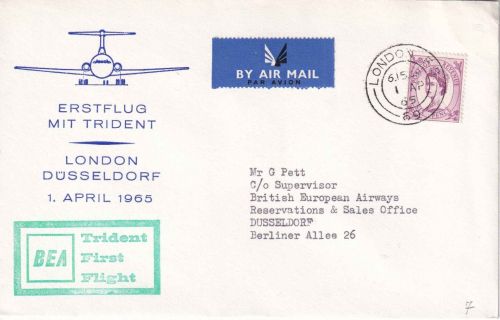 England - British Airways Erstflug London/Düsseldorf Schmuckkuvert 1965