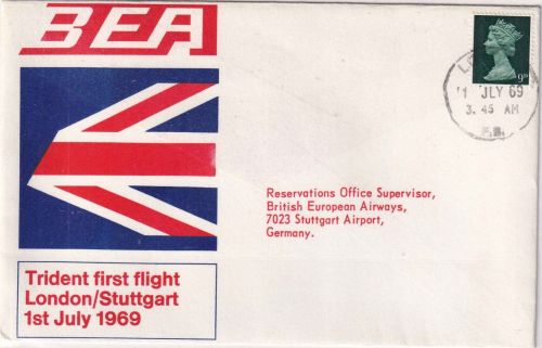 England - British Airways Erstflug London/Stuttgart Schmuckkuvert 1969
