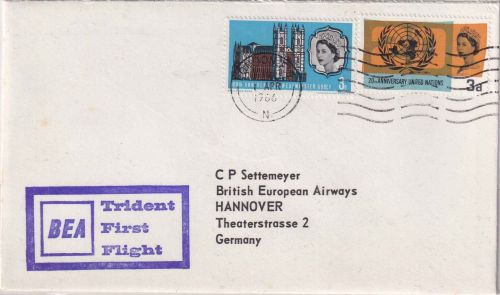 England - British Airways Erstflug London/Hannover Luftpostbrief 1966