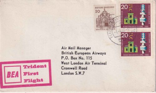 BRD - British Airways Erstflug Köln-Porz/London Luftpostbrief 1966