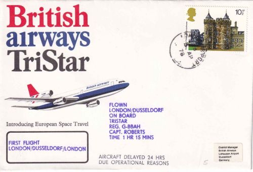 England - British Airways Erstflug London/Düsseldorf Schmuckkuvert 1978