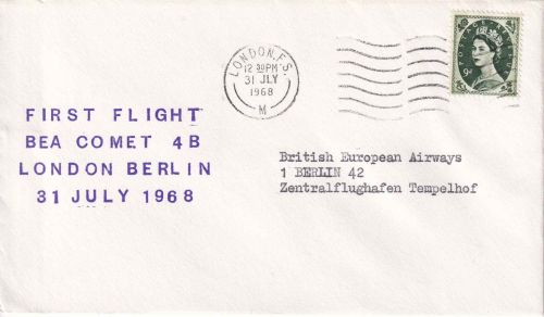 England - British Airways Erstflug London/Berlin Luftpostbrief 1968