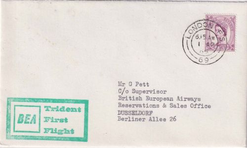 England - British Airways Erstflug London/Düsseldorf Luftpostbrief 1965