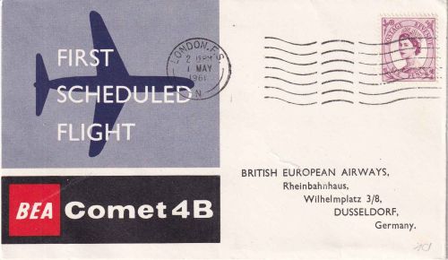 England - British Airways Erstflug London/Düsseldorf Schmuckkuvert 1961