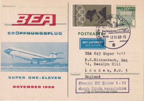 Berlin - British Airways Erstflug München/London GA m. Zudruck 1968 - verzögert!