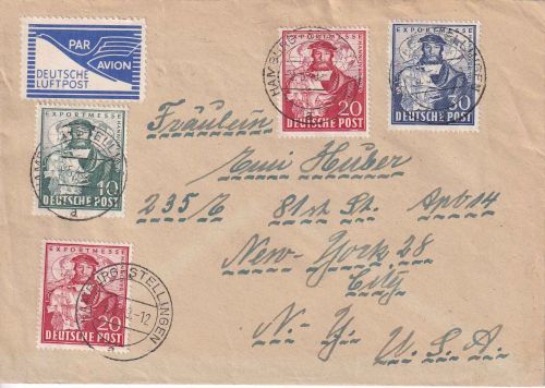Bizone - Expo Hannover u.a. Lupo-Brief n. USA Hamburg-Stellingen 9.5.49