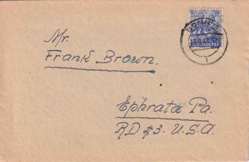 Bizone - 50 Pfg. Arbeiter/Netz Brief n. USA Bonn - Ephrata 23.6.48