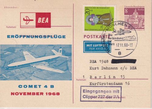 Berlin - British Airways Erstflug Comet München/Berlin GA m. Zudruck 1968