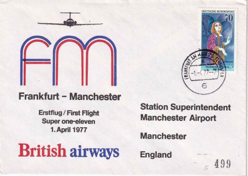 BRD - British Airways Erstflug Frankfurt/Manchester Schmuckkuvert 1977