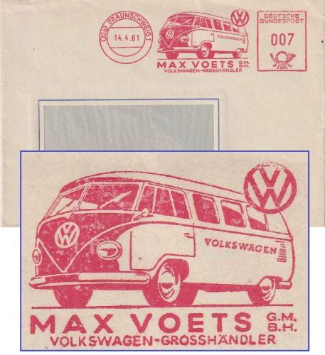 BRD - Braunschweig 1961 7 Pfg. AFS "Max Voets Volkswagen" Drucksachenbrief