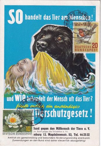 BRD - 10+20 Pfg. Naturschutz Sonderkarte Hamburg-Harburg 1957