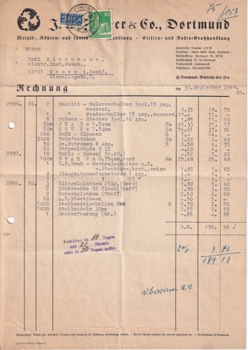Bizone - 10 Pfg. Bauten Drucksachenbrief Dortmund - Kamen 1949