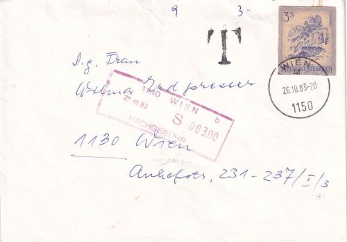 Österreich - 3 S. Schönes Österreich GA-Ausschnitt Ortsbrief Wien 1983 Nachporto