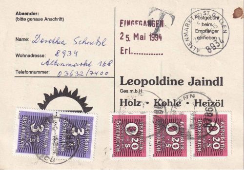 Österreich - Altenmarkt b. St. Gallen unfrankierte Karte n. Rottenmann 1994